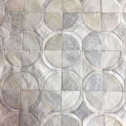 Cowhide Patchwork Rug Handmade Off-White Leather Circles - thumbnail 2