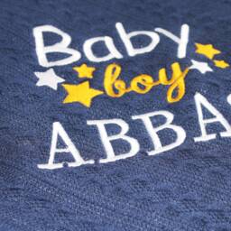 Personalized Baby Blanket Navy Cable Knit With Embroidered Stars - thumbnail 4