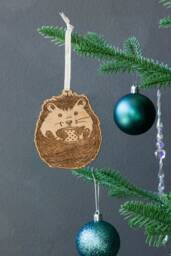 Hedgehog Ornament [Forest Wood Ornament, Woodland Art, Cute Animals, Whimsical, Personalized Gifts, Christmas, Holiday, Stocking Stuffers]