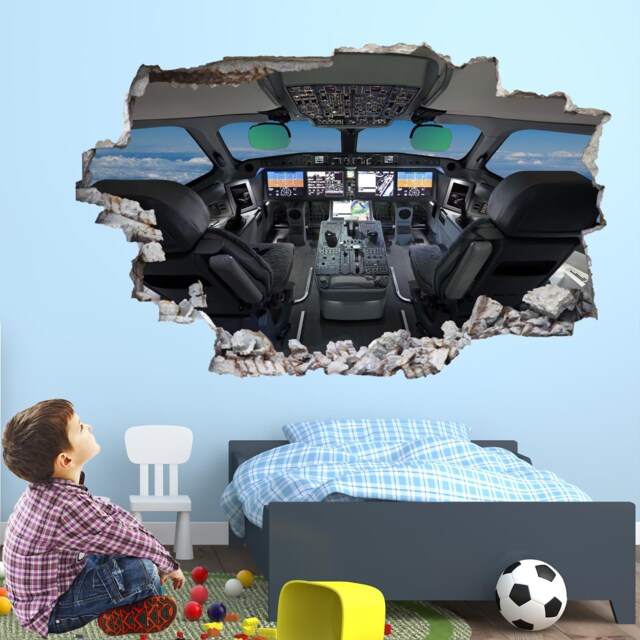 Airplane Cockpit Aircraft Wall Stickers Mural Decal Poster Print Art Kids Bedroom Home Office Decor Ea36 - image 1
