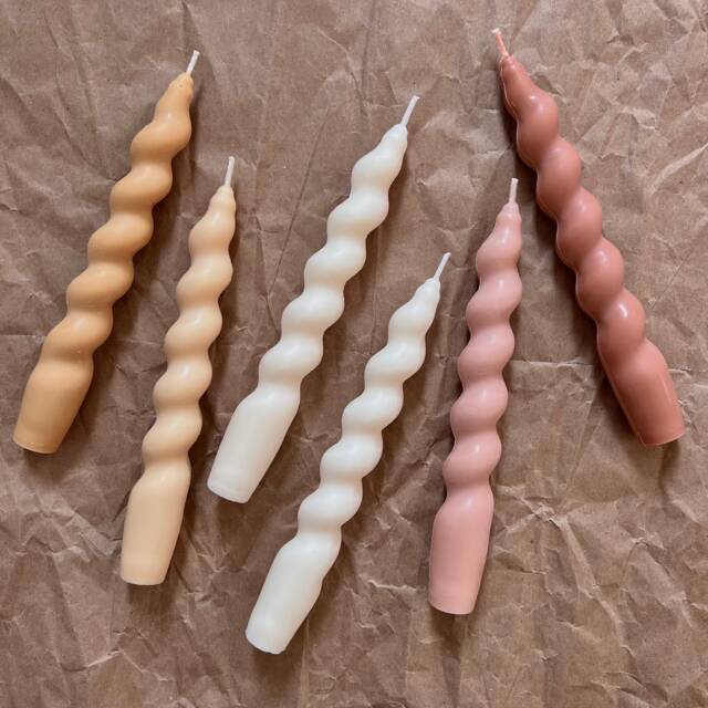 Twisted Soy Wax Taper Candle - Handmade Home Decor - image 1
