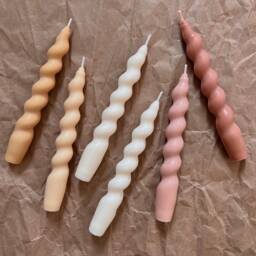 Twisted Soy Wax Taper Candle - Handmade Home Decor - thumbnail 1