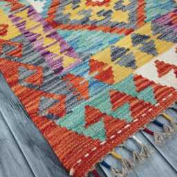 Runner Rug Tribal, Handmade Artisan Afghan Turkish, Scandinavian, Navajo, Bohemian, Wool Flatweave Multicolour Kilim 199x62 cm - thumbnail 2