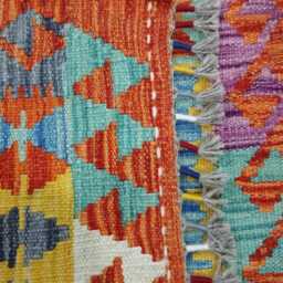 Runner Rug Tribal, Handmade Artisan Afghan Turkish, Scandinavian, Navajo, Bohemian, Wool Flatweave Multicolour Kilim 199x62 cm - thumbnail 3