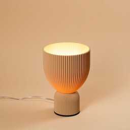 Lamp O Beige Minimalist Modern Lamp 3D Printed Made Of Bioplastic - thumbnail 1