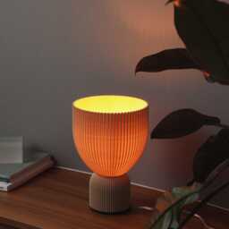Lamp O Beige Minimalist Modern Lamp 3D Printed Made Of Bioplastic - thumbnail 4