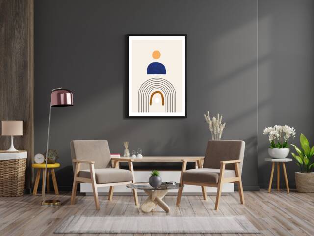 Simplistic Curves Abstract - Wall Print Art Scandi Modern Gift Idea Bespoke Poster A5 A4 A3 Framed - image 1