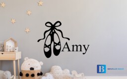 Ballet Shoes Personalise Name Girls Bedroom/Nursery Wall Art Decal Sticker - thumbnail 1