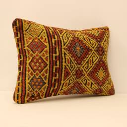 Deco Pillow Cover 14x20 Turkish Lumbar Kilim Boho Kilim Pillowcover Chair Small Oblong Cushion Cover Tribal Pillow 4Bef-122 - thumbnail 2