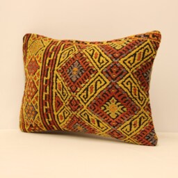 Deco Pillow Cover 14x20 Turkish Lumbar Kilim Boho Kilim Pillowcover Chair Small Oblong Cushion Cover Tribal Pillow 4Bef-122 - thumbnail 3
