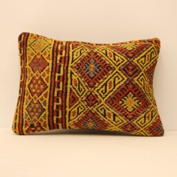 Deco Pillow Cover 14x20 Turkish Lumbar Kilim Boho Kilim Pillowcover Chair Small Oblong Cushion Cover Tribal Pillow 4Bef-122 - thumbnail 1