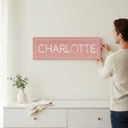 Personalized Name Wall Art Rustic Pink Faux Wood For Girls' Room - thumbnail 2