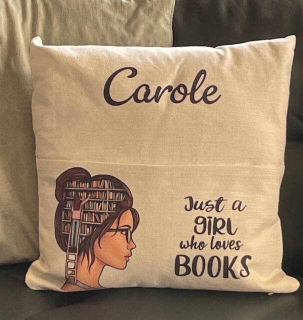 Personalized Book Lover Cushion Cover - Girl Reading Pocket Pillow - image 1