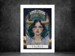 Taurus Zodiac Tarot Print - Astrology Poster Celestial Wall Art Mystical Horoscope Decor Gift A5 A4 A3 Framed Or Unframed - thumbnail 1