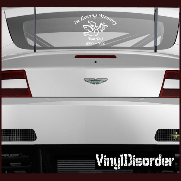 Dove 1 in Loving Memory Custom Car Or Wall Vinyl Decal Stickers - Ilmdove1Et - image 1