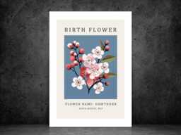 Birth Flower Print May Hawthorn - Birthday Month Poster Botanical Wall Art Gift Idea A5 A4 A3 Framed Or Unframed - thumbnail 1
