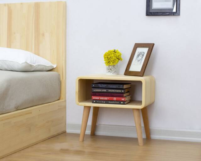 Modern Nightstand With Wooden Legs , Wood Bedside Tables Mid Century Table, Shelf, Handmade Furniture Unique Style - image 1
