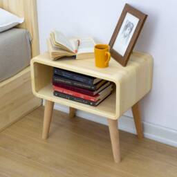 Modern Nightstand With Wooden Legs , Wood Bedside Tables Mid Century Table, Shelf, Handmade Furniture Unique Style - thumbnail 2