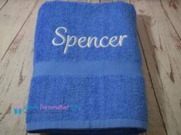 Personalised Kids Bath Towel, Blue Children's Swim Embroidered Add Any Name - Choice Of Colours - thumbnail 1