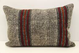 Turkish Kilim Pillow Cover 16x24, Wool & Cotton Lumbar Cushion