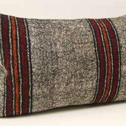 Turkish Kilim Pillow Cover 16x24, Wool & Cotton Lumbar Cushion - thumbnail 2