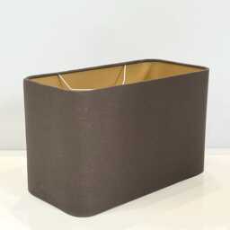 New Luxury High Quality Linen Fabric Mocha Dark Brown Rounded Rectangular Shape Lamp Shade & Pendant Light With Metallic Panels - thumbnail 3
