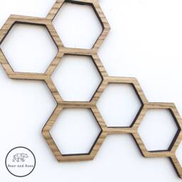 Wooden Bee & Honeycomb Wall Art Nursery Decor - thumbnail 3