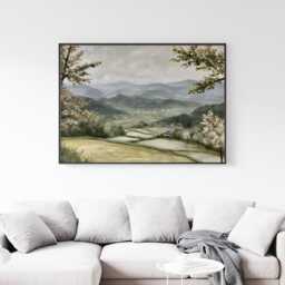 Blossom Mountain Poster, Green Valley Print, Nature Wall Art, Paper - thumbnail 3