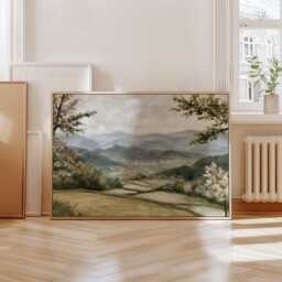 Blossom Mountain Poster, Green Valley Print, Nature Wall Art, Paper - thumbnail 4