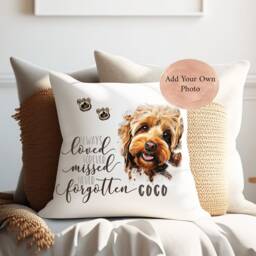 Personalised Photo Dog Memorial Cushion Neutral Pet Loss Keepsake Pillow With Book - thumbnail 4