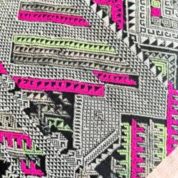 Vintage Embroidered Silk Textile Ethnic Piece Of Tradition Costume Pillow Cover - thumbnail 3