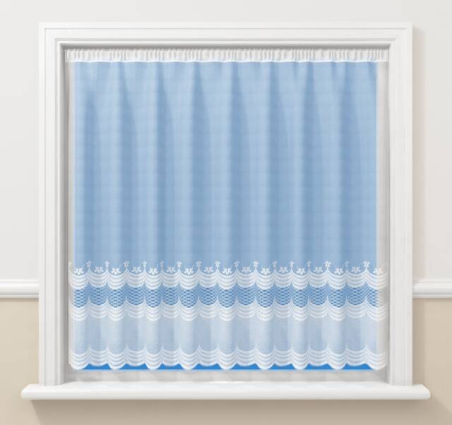 White Net Curtain Modern Semi Plain Floral Border Sold By The Metre in Width