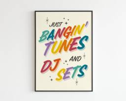 Am Inspired - Just Banging Tunes & Dj Sets Mid Century Lyrics Music A3 A4 A5 Wall Art Poster Print Gift - thumbnail 1