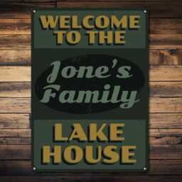 Personalized Lake House Metal Sign, Custom Family Welcome Decor, Cabin Wall Art, Nautical Sign Gift - thumbnail 2