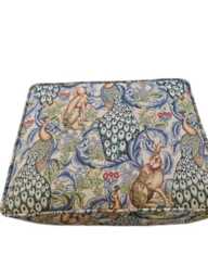 William Morris Hares Tapestry Footstool Handmade Natural Wood Bun Feet - thumbnail 3