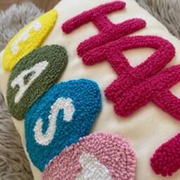 Embroidered Bunny Lumbar Pillow, Personalized Easter Gift - thumbnail 3
