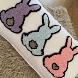 Embroidered Bunny Lumbar Pillow, Personalized Easter Gift - thumbnail 2