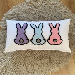 Embroidered Bunny Lumbar Pillow, Personalized Easter Gift - thumbnail 1