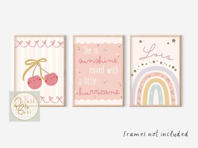 Personalised Rainbow & She Is Sunshine Prints For Girls Room, Playroom Or Nursery Bedroom - Unframed - image 1