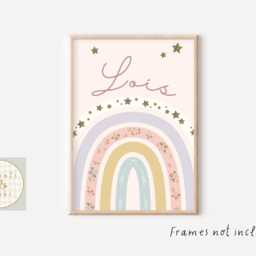 Personalised Rainbow & She Is Sunshine Prints For Girls Room, Playroom Or Nursery Bedroom - Unframed - thumbnail 3