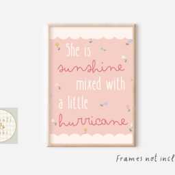Personalised Rainbow & She Is Sunshine Prints For Girls Room, Playroom Or Nursery Bedroom - Unframed - thumbnail 2