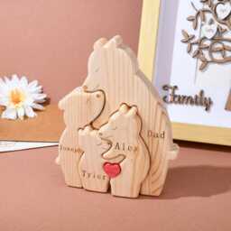 Personalized First Time Mom Gift, Wooden & Baby Bear Puzzle, Family Home Decor, Best Mothers Day Gifts For Wife Mum - thumbnail 3