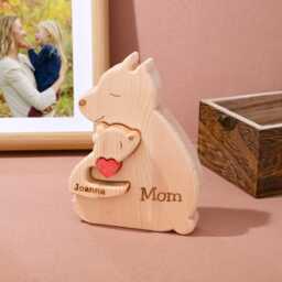 Personalized First Time Mom Gift, Wooden & Baby Bear Puzzle, Family Home Decor, Best Mothers Day Gifts For Wife Mum - thumbnail 1