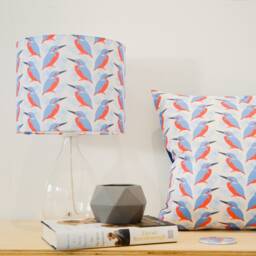 Kingfisher Bird Print Lampshade - Handmade Cotton Table/Ceiling Light - thumbnail 4