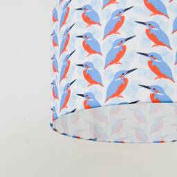 Kingfisher Bird Print Lampshade - Handmade Cotton Table/Ceiling Light - thumbnail 2