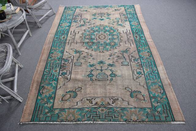 Turkish Rug, Vintage Anatolian 4.9x8.4 Ft Large Rugs, Brown Floor Rugs For Dining Room, Organic Bedroom Rug - image 1