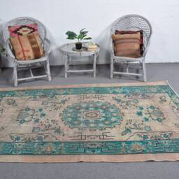 Turkish Rug, Vintage Anatolian 4.9x8.4 Ft Large Rugs, Brown Floor Rugs For Dining Room, Organic Bedroom Rug - thumbnail 3
