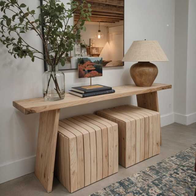 Entryway Wood Table, Console Front Entrance Counter Long Bar Height Customizable - image 1