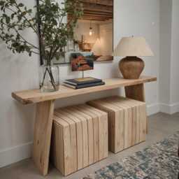 Entryway Wood Table, Console Front Entrance Counter Long Bar Height Customizable
