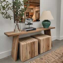Entryway Wood Table, Console Front Entrance Counter Long Bar Height Customizable - thumbnail 2